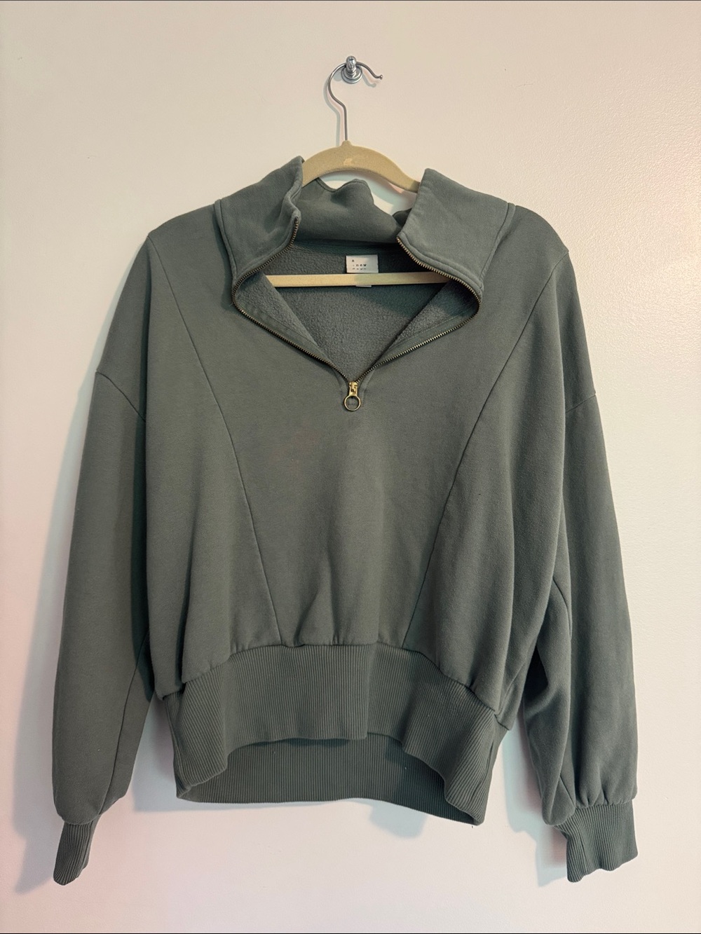 A New Day Half-Zip Pullover Sweatshirt in Sage Green